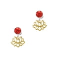 thumbnail image 2 of Delight Jewelry Goldtone Lotus Outline Red Crystal Clip on Earrings, 2 of 5