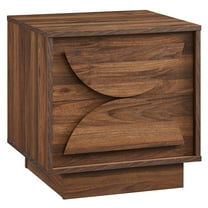 Nightstand Side End Table, Walnut Brown, Wood, Hotel Bedroom, Modern Contemporary, HB38094