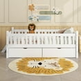 thumbnail image 3 of Bed Frames Wood Twin Size Platform Bed with Guardrail and 2 Drawers, White,Adjustable Bed Base, 3 of 18