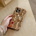 thumbnail image 5 of for iPhone 14 Pro Max Case 6.7 Inch Cute Wave Pattern Aesthetic Phone Case 3D Curly Wavy Shape Plating Glitter Bling for Women Girls Soft Bumper Silicone Shockproof Case, Gold, 5 of 12