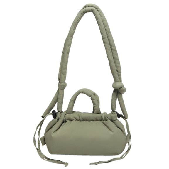 Candy Color Shoulder Bag Cotton Padded Crossbody Handbag For Women Decor Bag (Olive Green)