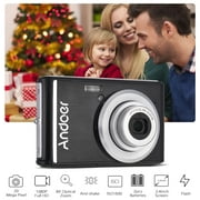 Angle View: Andoer 20MP 1080P Digital Camera FHD Video Camcorder with 2pcs Rechargeable Batteries 8X Optical Zoom -shake 2.4inch LCD Screen Kids Christmas Gift