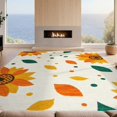 thumbnail image 2 of Design&I 8'x10' Washable Area Rug Sleek Flatweave Pet Friendly Abstract Sunflower Petal Motif Contemporary Decorative Orange for King Size Bedroom, Under Bed, 2 of 7