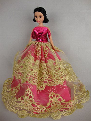 Spectacular Hot Pink Sequined Mermaid Gown Made to Fit Barbie Doll 