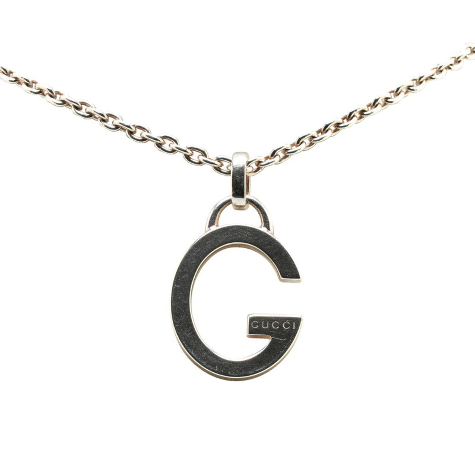 Pre-Owned Gucci G Plate Necklace SV925 Silver Women's GUCCI (Good)