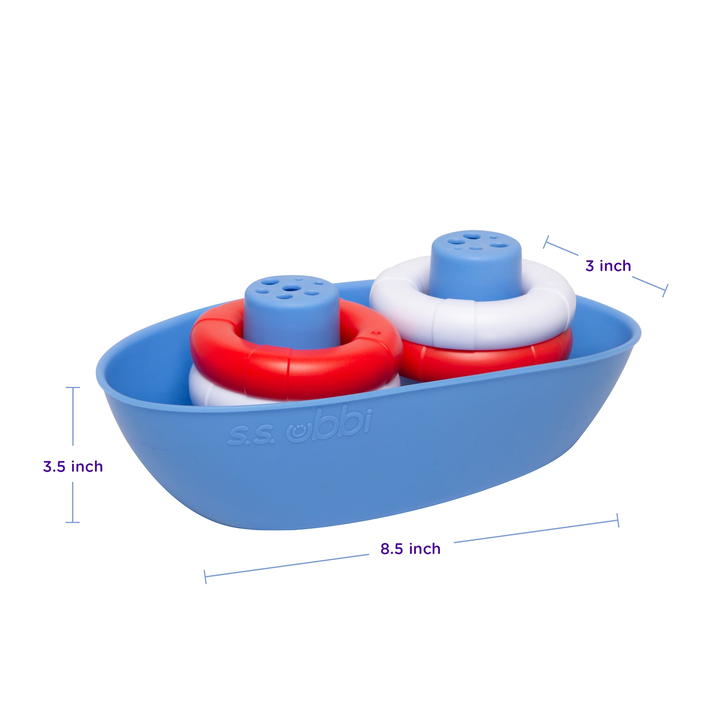Ubbi Boat & Buoys Bath Toys, Includes 1 Boat and 4 Buoys, Bath Time Toys for Toddlers