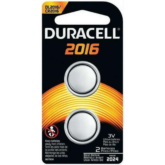Duracell 2016 Coin Button Batteries, 2 Count