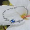 thumbnail image 2 of Beautiful Hawaiian Blue Opal 3 Sea Turtle Bracelet, Sterling Silver Mom & 2 Baby Turtle CZ Bracelet, B3321 Birthday Mom Valentine Gift, 2 of 6