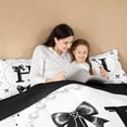 thumbnail image 5 of meiyoeat Cute Coquette Bow 7 Pieces Full Size Bedding Sets For Kids,Black Ribbon Bowtie Initial Letter H Full Size Bed in a Bag,Black Reversible, 5 of 7