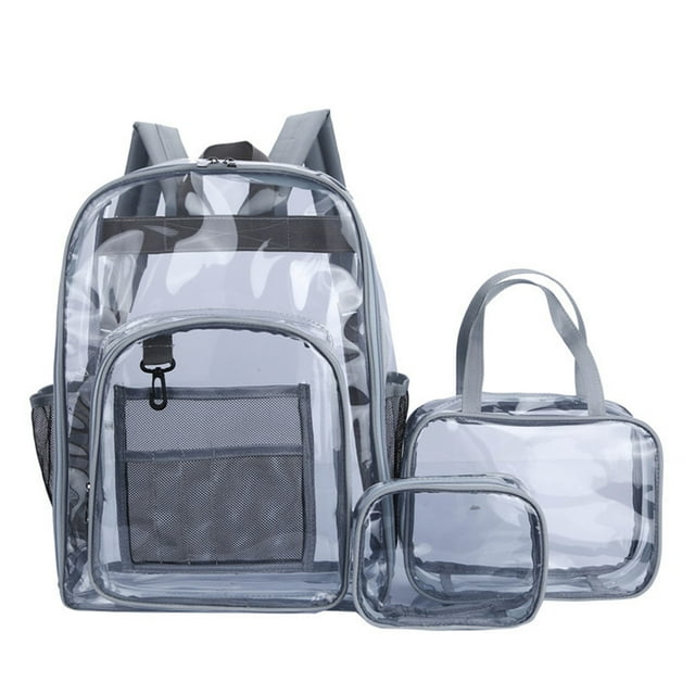 Heavy Duty Clear Backpack Large Transparent Bag for School Stadium Events Travel Camping PVC 3PCS