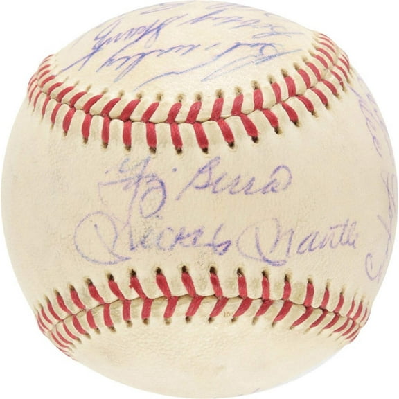 1960 New York Yankees Team Signed Baseball Mickey Mantle  Roger Maris PSA DNA