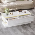thumbnail image 1 of Noble House 39.3" High-Gloss Coffee Table,Gold Trim with 2 Drawers,White, 1 of 10