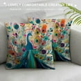 thumbnail image 3 of COMIO  Watercolor Birds Peacock Elk Decorative Throw Pillowcase Cushion Cover (Peacock), 3 of 5