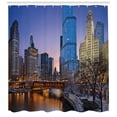 thumbnail image 3 of Ambesonne Landscape Shower Curtain, Chicago River Scenery, 69"Wx84"L, Multicolor, 3 of 3