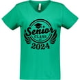 thumbnail image 3 of Inktastic Senior Class of 2024 in Black with Graduation Cap Women's V-Neck T-Shirt, 3 of 5