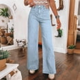 thumbnail image 2 of Clothes For Woman High Waist Wide Leg Jeans For Women Casual Loose Fit Denim Pants With Front Patch Pockets And Button Closure Pantalones De Mujer, 2 of 5