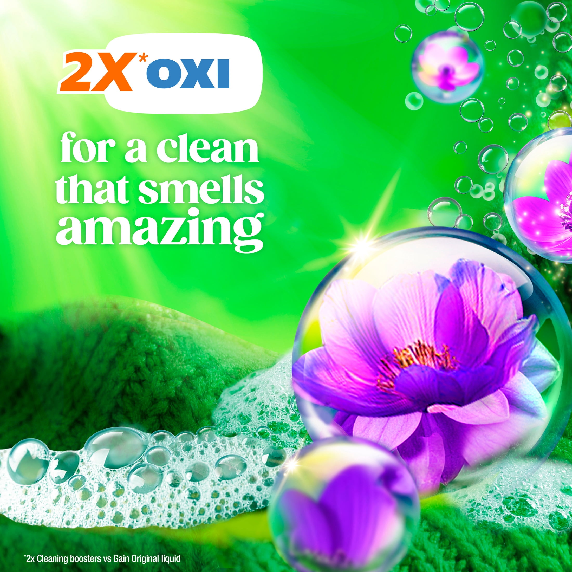 Gain Flings Laundry Detergent Soap Pacs, 4-in-1 Oxi Boost and Febreze, Moonlight Breeze Scent, 60 Count
