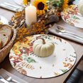 thumbnail image 6 of Autumn Orange Round Braided Placemats Set of 2, Green Eucalyptus Leaves Sunflower Thanksgiving Heat Insulation Place Mats Washable Non-Slip Table Mats for Kitchen Dining Party, 15 Inches, 6 of 9