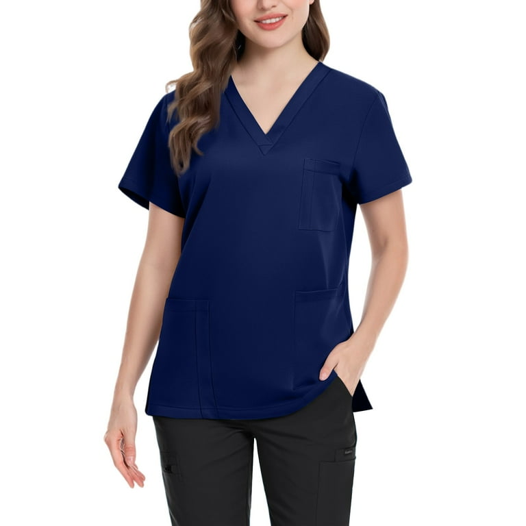 Scrub Jacket, Ladies' Lightweight Solid Color V Neck Multi Pocket