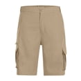 thumbnail image 3 of Mlqidk Summer Shorts for Men Big and Tall Elastic Waist Plus Size Cargo Shorts Work Stretch Knee Length Shorts Summer Solid Color Pant with Pockets Khaki 2XL, 3 of 5