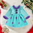 thumbnail image 2 of Yammkia Toddler Winter Dress Girl's Floral Long Sleeve Dress Flared Dress 6 9 12 18 24 Months 2T 3T(Sky Blue,3-4 Years), 2 of 4