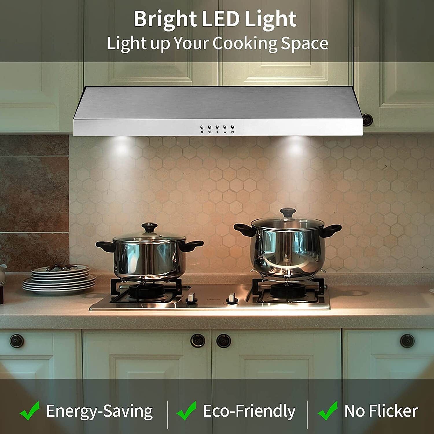 SNDOAS New 30 inch Kitchen Stainless Range Hood 3-Speed Under Cabinet Exhaust Vent with Filter 120V