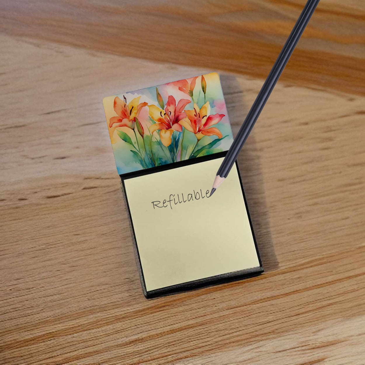 Lilies in Watercolor Sticky Note Holder 3.25 in x 5.25 in