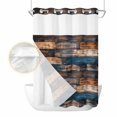 thumbnail image 2 of Vintage Wooden No Hook Shower Curtain Waterproof, Bathroom Curtains with Snap in Liners and See Through Top Window, Farmhouse Retro Shabby Wood Hotel Style Bathtub Curtains Shower 72"Wx96"L, 2 of 8