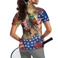 thumbnail image 2 of FUIALDOLG Horse Race American Flag Golf Polo Tops, Quick Dry Breathable Half-Zip Golf Shirt for Tennis Outdoor Shopping Soft, 2 of 10