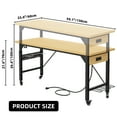thumbnail image 5 of Dextrus Heavy-Duty Workbench with Power Outlets, Wheels and Adjustable Height, Wood Worktop, Steel Frame, 2000 LBS Load Capacity for Workshop, Office, Home Outdoor, 5 of 8