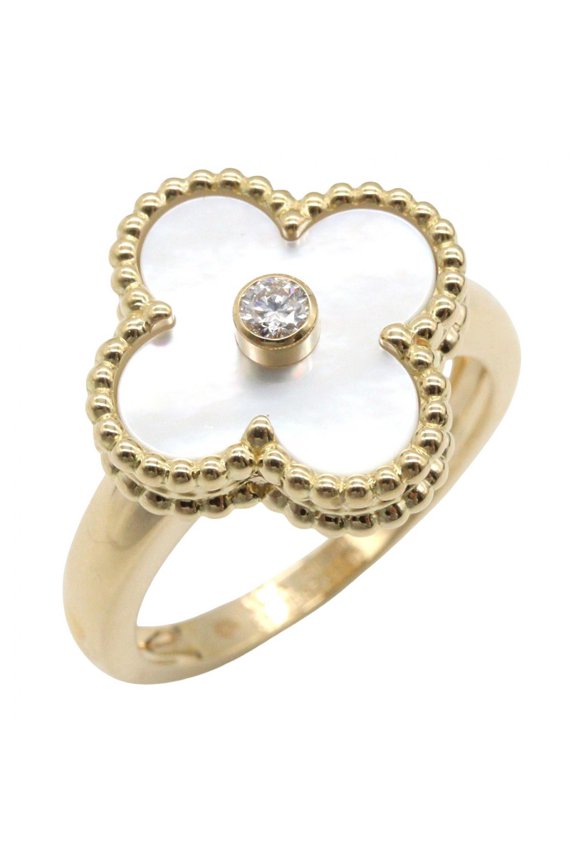 Pre-Owned Van Cleef & Arpels Vintage Alhambra Ring, 1PD, 18K Yellow Gold with Diamonds and...