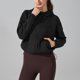 thumbnail image 4 of Chaquetas y prendas de vestir casuales con capucha de manga larga para mujer, color sólido, cuello redondo, traje de yoga ajustado de manga larga, camiseta con rosca, camiseta de manga corta con cuell, 4 of 5