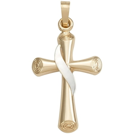 14kt Gold Two-Tone Cross with Sash