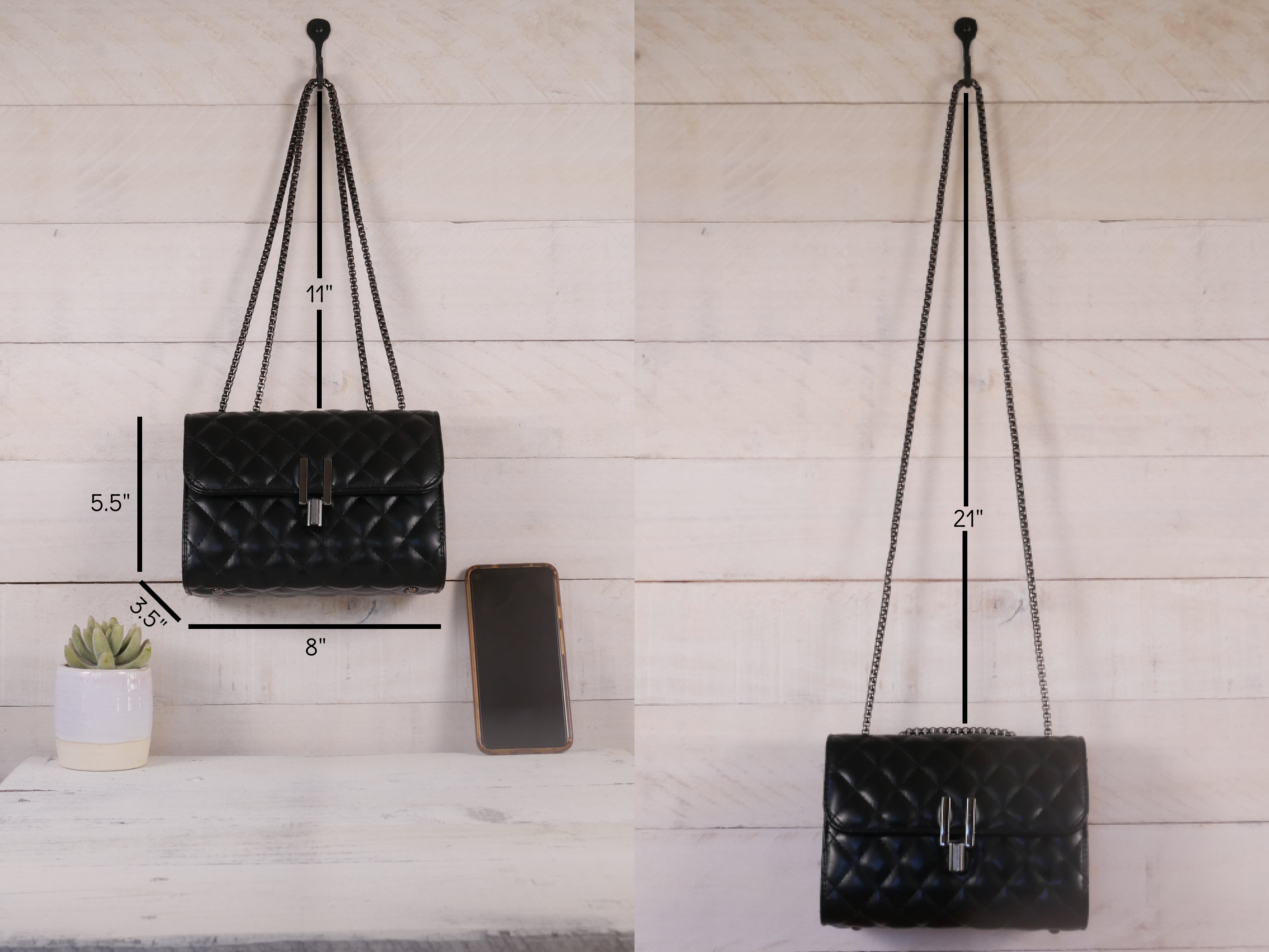 Marks & Spencer Quilted Chain Strap Shoulder Bag Faux leather (FEMALE, BLACK)