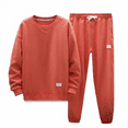 thumbnail image 2 of longantii Womens 2 Piece Oversized Sweatsuit Long Sleeve Crewneck Comfy Baggy Sweatpants Casual Lounge Jogging Tracksuit Outfits Saffron XXXL, 2 of 7