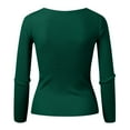 thumbnail image 7 of Tiqkatyck Women Summer Tops Clearance, Womens Crew Neck Shirts Long Sleeve Tshirts Button Down Knit Shirt Casual Plain Tops, Sweatshirt for Women, Trendy Tops for Women 2024 Army Green S, 7 of 7