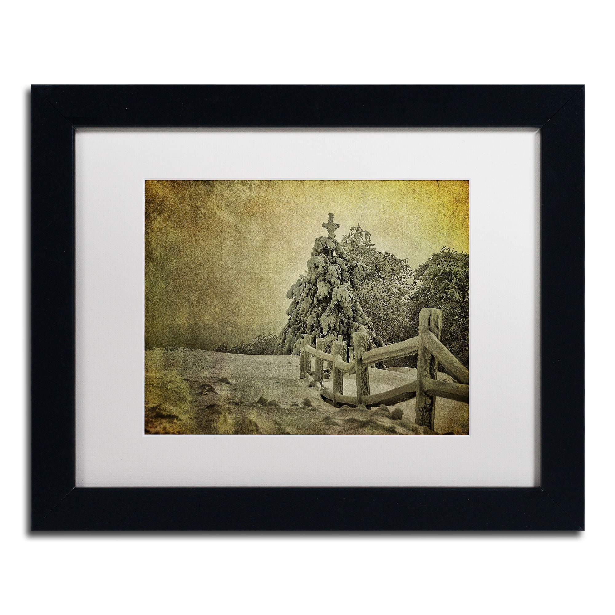 Trademark Fine Art "Oh Christmas Tree" Canvas Art by Lois Bryan, White Mat, Black Frame