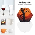 thumbnail image 4 of KLL Drink Coasters Set Hexagon of 4,PU Leather Absorbent Coasters Set Decorative Coffee Cup Coasters Housewarming Gift for Home Decor-Yellow Castle Sunset Tree, 4 of 5
