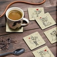 thumbnail image 3 of Inkdotpot Set of 6 Drink Coasters DecorativeNon-SlipCork Base4-inch Square PrintedCoastersEasy Clean, Love, 3 of 8