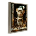 thumbnail image 3 of Stupell Industries Barn Mouse with Christmas Lights Animals Painting Brown Floater Framed Canvas Art Print Wall Art, 25 x 25, 3 of 9