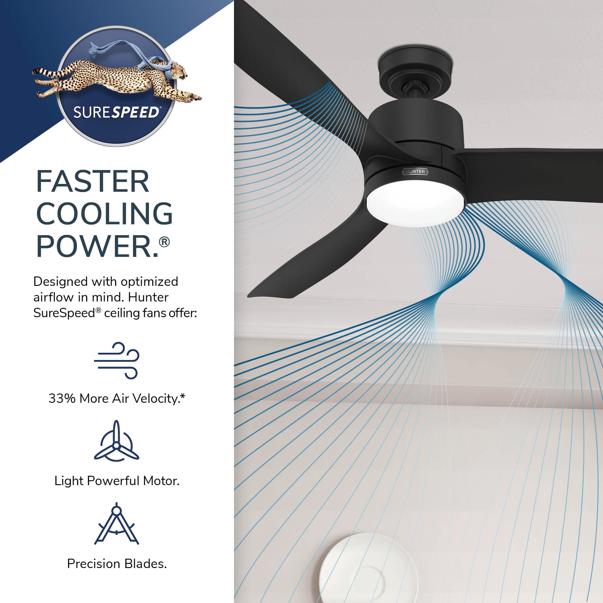 Hunter 60 inch Bolsa Matte Black Ceiling Fan with LED Light Kit and Handheld Remote