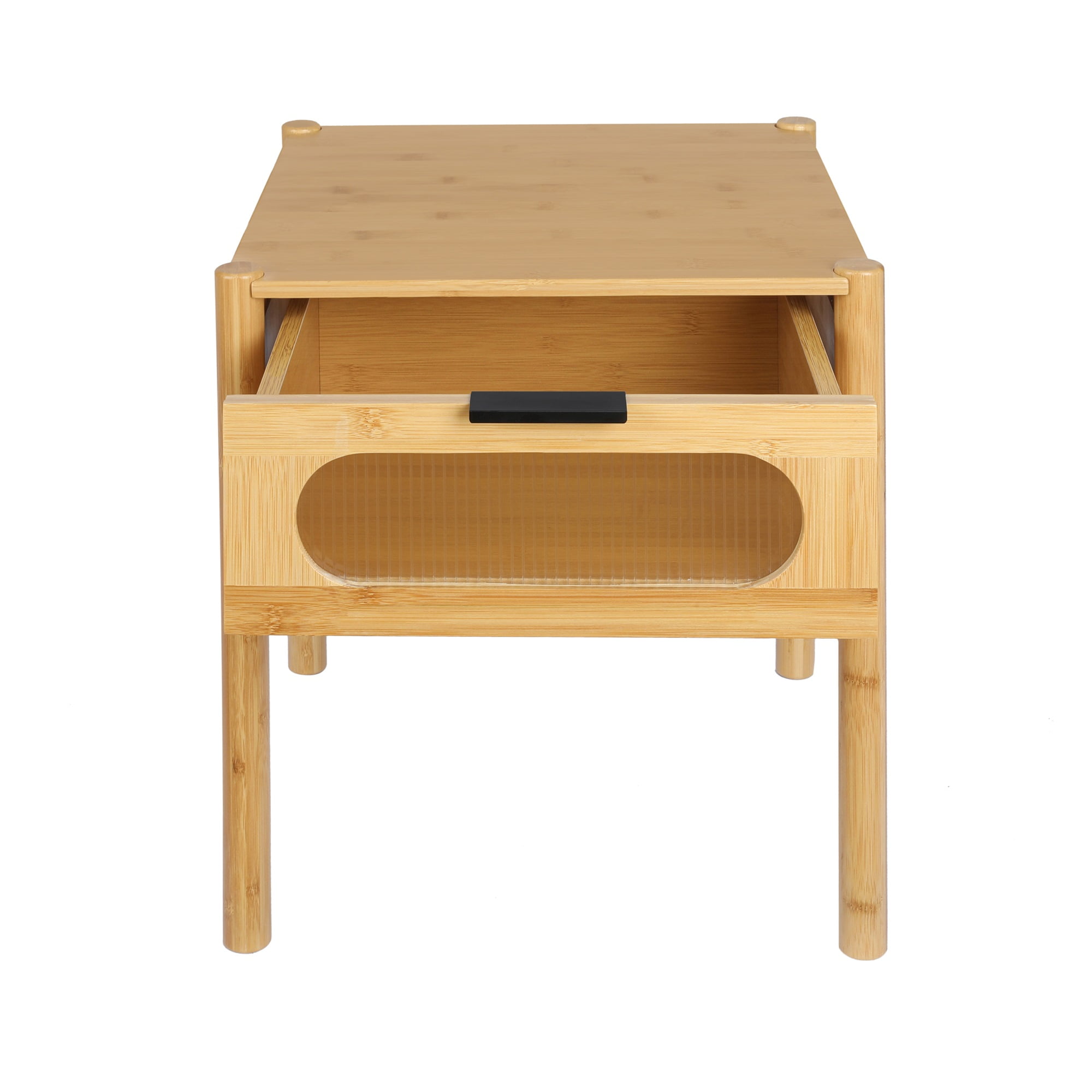 Resenkos Natural Bamboo Accent End Table for Bedroom with Drawer