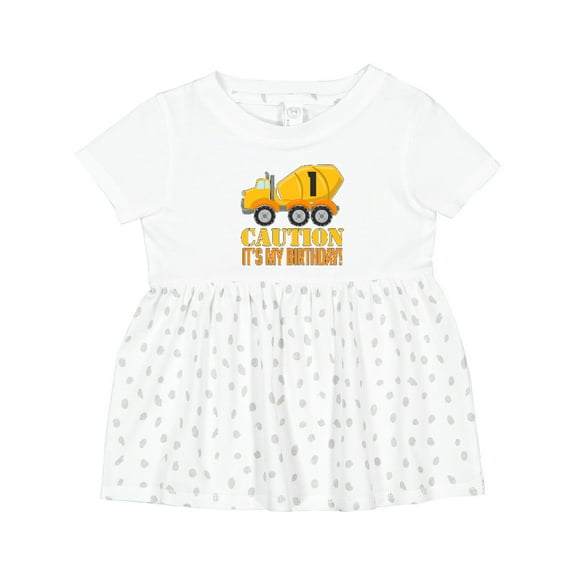 Inktastic 1st Birthday Construction Truck Cement Mixer Girls Baby Dress