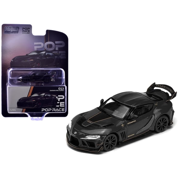 Toyota Supra DarwinPro Black with Gold Accents "Enigma Exclusive Edition" 1/64 Die Cast Model Car by Pop Race