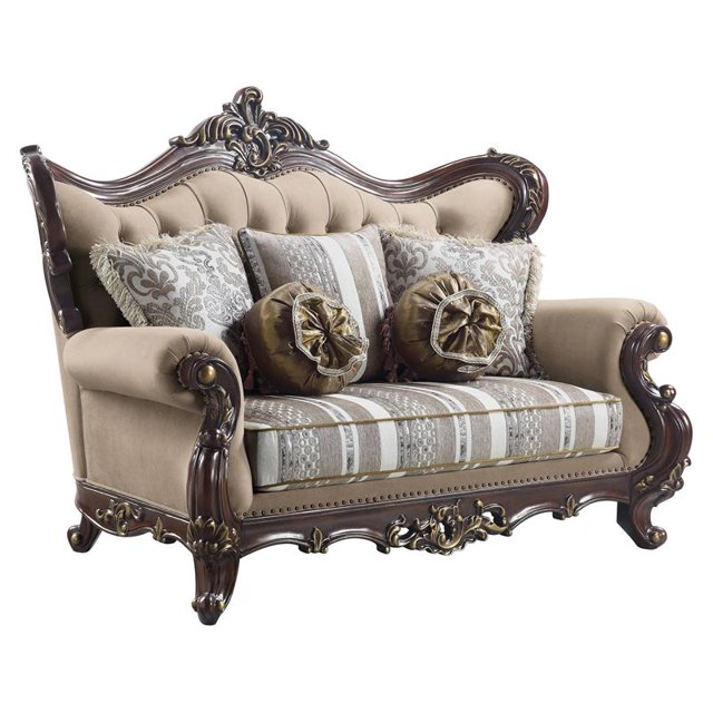ACME Siège Ragnar avec 5 Oreillers en Tissu Marron Clair et Cerise