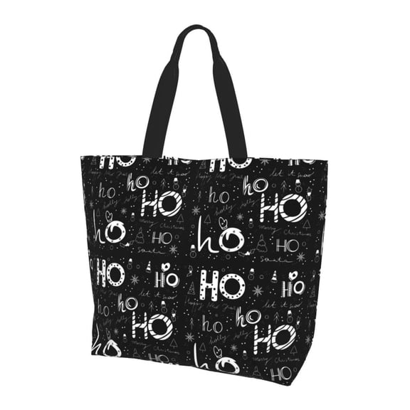 Bingfone Canvas Tote Bag for Women with Inner Pocket Aesthetic Cute Shopping Tote Bags Reusable Grocery Bags- Ho-Ho-Ho 2