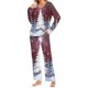 thumbnail image 2 of Puntoco Conjuntos de pijama cómodos para mujer, conjunto de pijama con cuello redondo, pantalones y bolsillo con estampado navideño para mujer, 2 of 5
