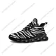 thumbnail image 1 of Zapatillas planas con estampado de cebra 3D para hombre y mujer, deportivas pop para correr, de alta calidad, con cordones, de malla, hechas a medida, color negro, 1 of 6