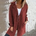 thumbnail image 6 of Autumn Winter Women Jacket Turn-down Collar Single-breasted Long Sleeves Loose Solid Color Woolen Coat Pockets Mid Length Commuting Dating Overcoat, 6 of 8