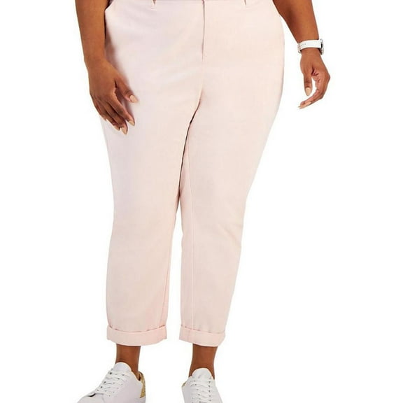 Tommy Hilfiger Womens Hampton High Rise Casual Chino Pants, Pink, Plus Size, 24W